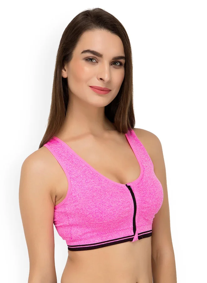 ليس اند مي  Laceandme Pink Solid Non-Wired Lightly Padded Sports Bra 4253